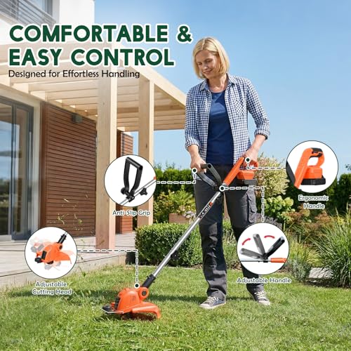 Electric Weed Wacker Cordless Battery Powered String Trimmer Weed Whacker
