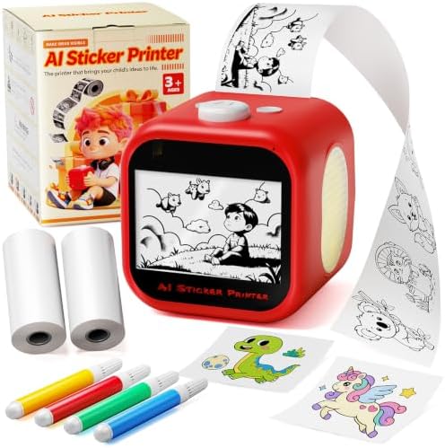 AI Sticker Maker for Kids, Voice‑to‑Sticker Printer Box with Touchscreen