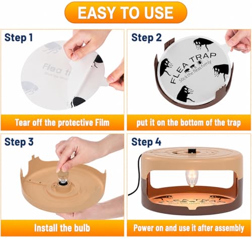 2 Pack Flea Traps for Inside Your Home, Indoor Flea Traps with 8 Sticky Pads