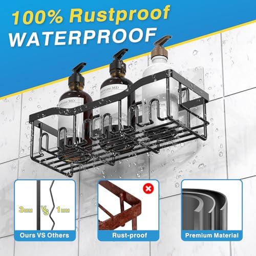 EUDELE Adhesive Shower Caddy, 5 Pack Rustproof Stainless Steel Bath Organizers With Large