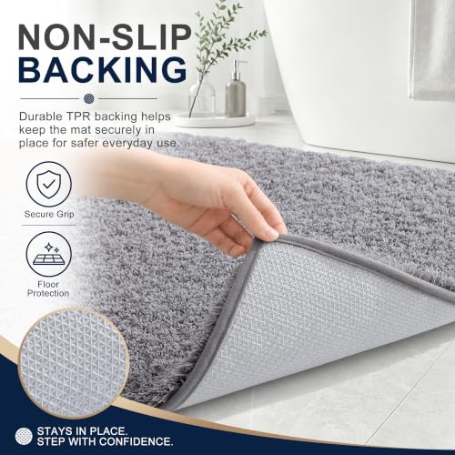 OLANLY Microfiber Bathroom Rugs 30x20, Soft Highly Absorbent Bath Mat, Grey