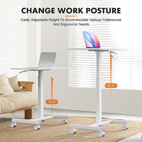 Sweetcrispy Mobile Rolling Desk, Small Standing Desk with Wheels