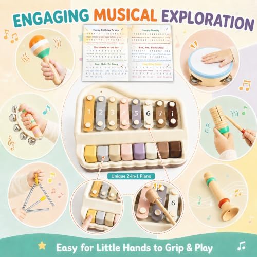 Kids'Musical Instruments Set, Montessori Toys for Toddlers