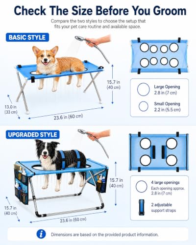 Dog Grooming Hammock Stand, Foldable Dog Bath Holder Sling Shower Chair