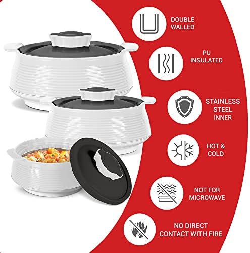 Milton Casserole Set of 3 (62, 45 & 28 oz) PU Insulated Hot Pot for Food