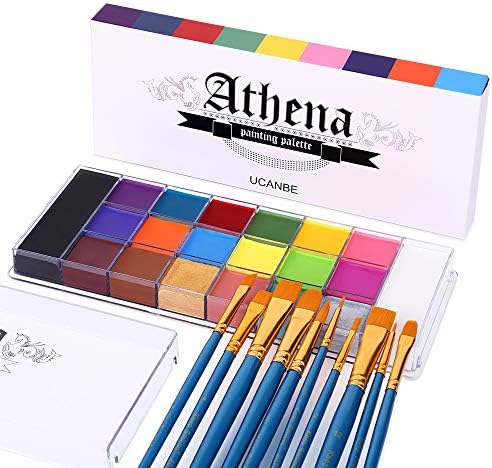 UCANBE Face Body Paint Set-Athena Painting Palette,10 Professional Artist Brush