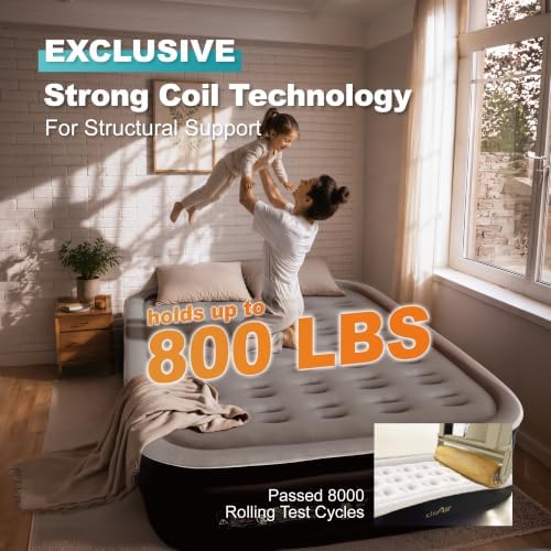 Dr. air Queen Air Mattress with Built-in Pump, Blow up Bed,18" Raised 800lb