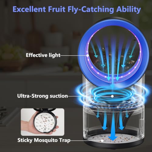 Fruit Fly Traps for Indoors, Blue Gnat Trap Indoor with Suction & Timer