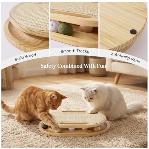 ZOMISIA Cat Scratcher with Ball Track Toy, Sisal Scratch Pad for Indoor Use