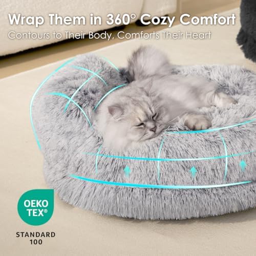 EHEYCIGA 23" Calming Donut Dog Bed for Small Dog & Cat Washable Pet Couch