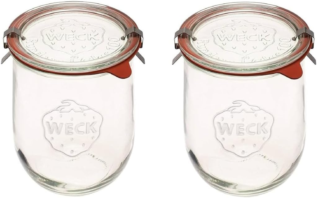 Weck Tulip Jars 1 Liter - Large Sour Dough Starter Jars with Wide Mouth