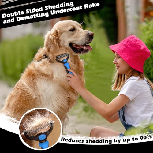 Professional 3PCS Self Cleaning Slicker Brush & Pet Grooming Rake & Flea Comb