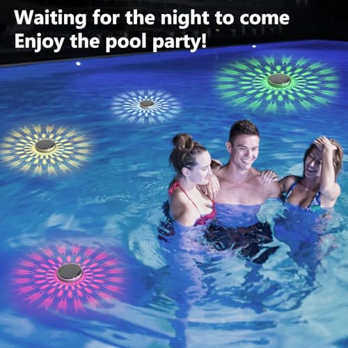 Solar Powered Floating Pool Lights(2 Pack), Pool Lights That Float with