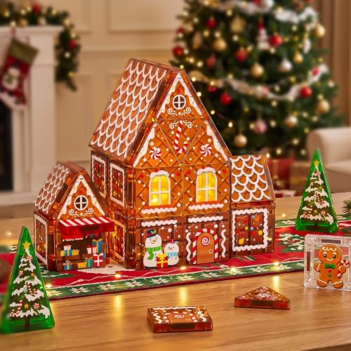 Gingerbread House Kit Magnet Tiles for Kids Ages 4-8 Magnatic Travel Set
