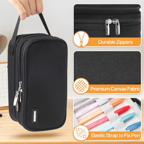 Pencil Case Large, High Capacity Canvas Big Pencil Pouch Organizer Holder