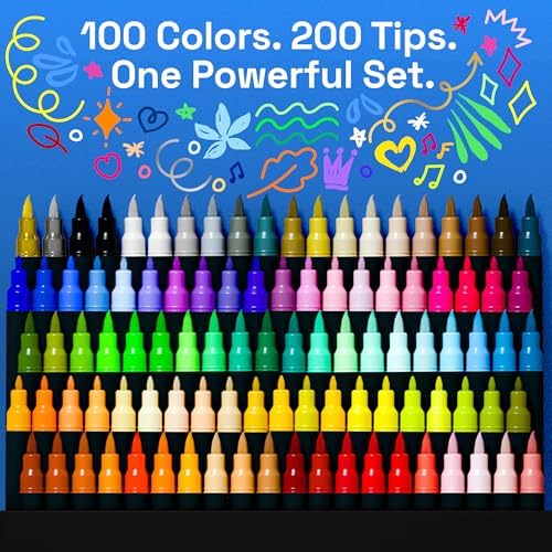 ARTISTRO 100 Acrylic Dual-Tip Glass Marker Pens for Wine Glasses