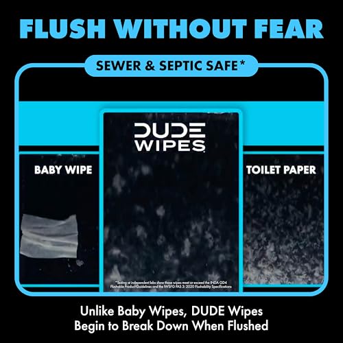 DUDE Wipes Unscented Adult Flushable Wet Wipes, Sensitive Skin, 288 Count
