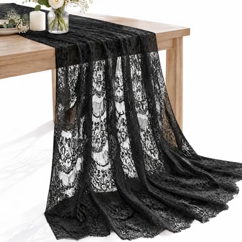 CONGREGATE Floral Lace Fabric 1 Yard 59 Inch Wide Black 100% Polyester Non Stretch Lace