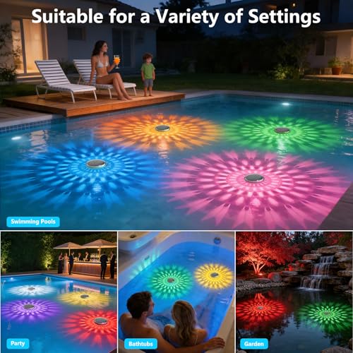 Solar Powered Floating Pool Lights(2 Pack), Pool Lights That Float with