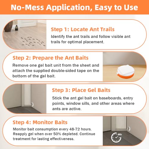 48 Pack Slow-Acting Ant Bait Gel Stations for Indoor & Outdoor Eliminate