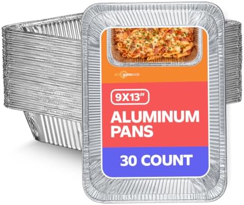 GUSTO 9x13 Inch Aluminum Foil Pans [30 Count] Half Size Deep