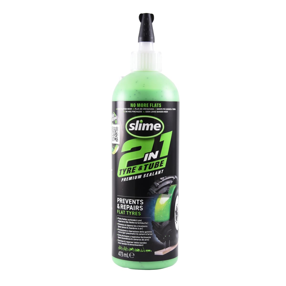 Slime 10193 Tire and Tube Sealant Puncture Repair Sealant, 2-in-1, Premium