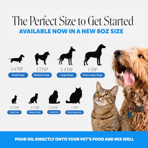 Wild Alaskan Salmon Oil for Dogs + Cats - 100% Pure Natural Omega 3 Fish Oil