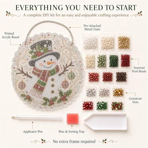 Christmas Pearl Diamond Painting Suncatcher Kit, DIY Craft (#C, 8in)