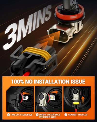 SEALIGHT 9005/HB3 H11/H8/H9 Light Bulb Combo, 1200% Super Bright LED Bulbs