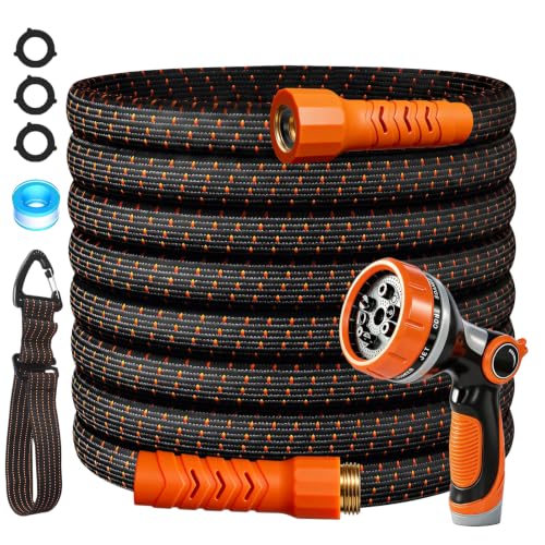 50FT Flexible Garden Hose & 10Modes Nozzle,Lightweight Water
