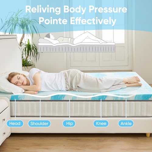 OLIXIS 2 Inch Full Cooling Gel Infused Memory Foam Mattress Topper, Bed Pad