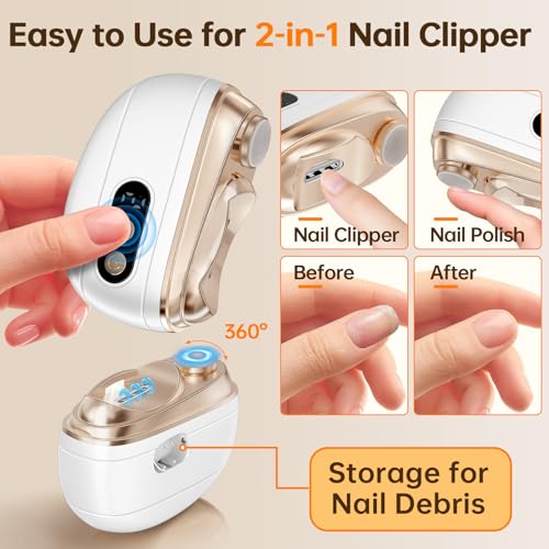 Electric Nail Clipper Upgraded 3 in 1 Rechargeable Automatic Nail Trimmer