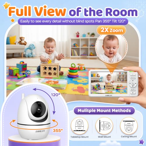 ANMEATE 6" Video Baby Monitor with Camera and Audio No WiFi
