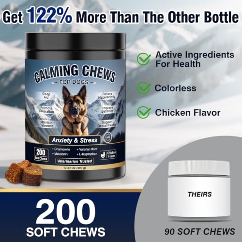 Calming Chews for Dogs 200ct, Dog Calming Chews - Anxiety and Stress Relief