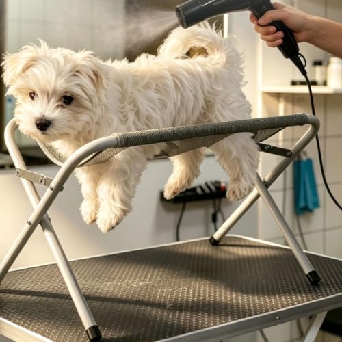 Pet Grooming Hammock with Stand Iron Tube Frame Mesh Bath Support Hanging