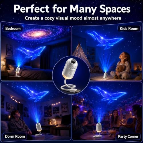Galaxy Projector Night Light, 2-in-1 Holographic Star 5d Ocean Projector Plug