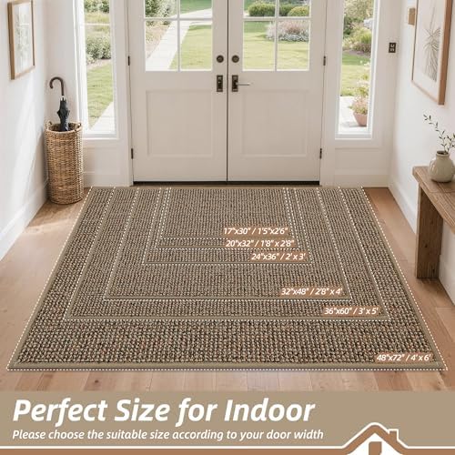 BEQHAUSE Dirt Trapper Door Mat 20" x 32", Non-Slip Washable Doormats, Beige