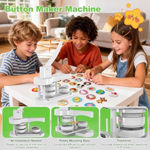 58mm Button Maker Machine, Pin Maker Machine Kit with 50 Sets of Supplies