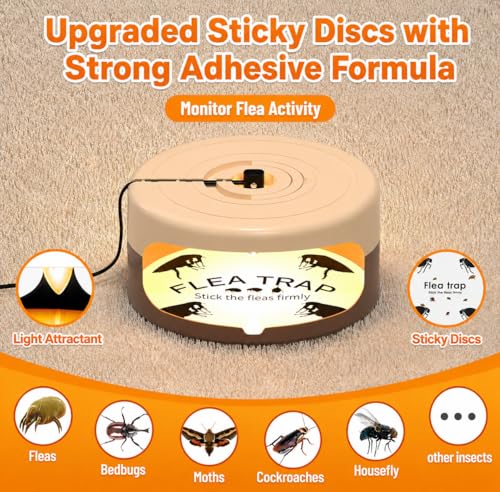 2 Pack Flea Traps for Inside Your Home, Indoor Flea Traps with 8 Sticky Pads