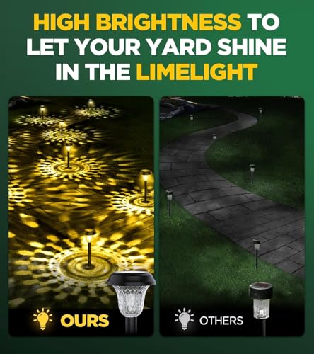 10 Pack Ultra Bright Solar Lights Outdoor Waterproof, from Dusk to Dawn Up to