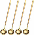 4 PCS 6.7 Inches Coffee/ Tea Spoons Long Handle, Gold, Ice Tea, Espresso