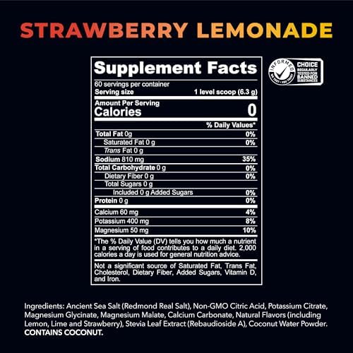 REDMOND Re-Lyte Sugar Free Electrolytes Powder Mix (Strawberry Lemonade)