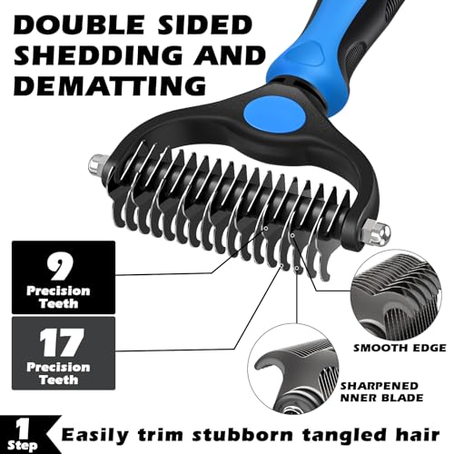 Professional 3PCS Self Cleaning Slicker Brush & Pet Grooming Rake & Flea Comb