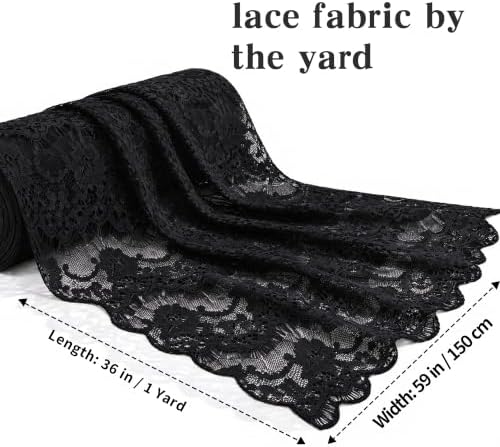 CONGREGATE Floral Lace Fabric 1 Yard 59 Inch Wide Black 100% Polyester Non Stretch Lace