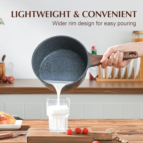 SENSARTE Nonstick Saucepan with Lid, 1.5 Quarts Small Pot with Swiss Granite Coating