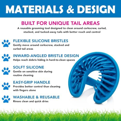 Squishface Nub Brush – Corkscrew Tail Dog Brush for Bulldogs Silicone Grooming Brush for