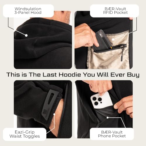 BAERSkin Tactical Hoodie Jacket for Men - Military Style Fleece Sweater for Cold, Rain