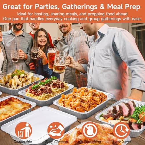 30 Pack 9x13 Aluminum Pans, Disposable Half Size Foil Pans