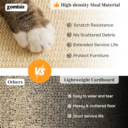 ZOMISIA Cat Scratcher with Ball Track Toy, Sisal Scratch Pad for Indoor Use