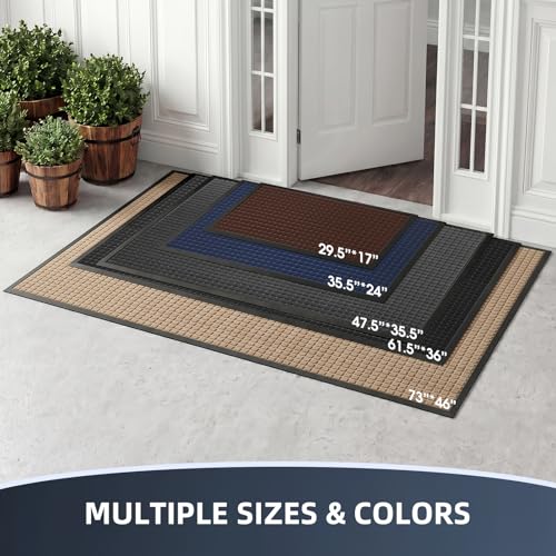 Front Door Mat Outside Entrance, Heavy Duty Waterproof Doormat